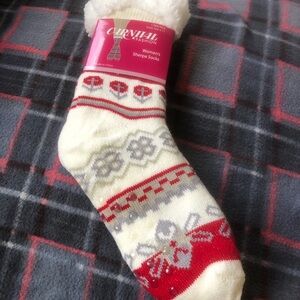 NWT - Women's Red and Gray Sherpa Socks